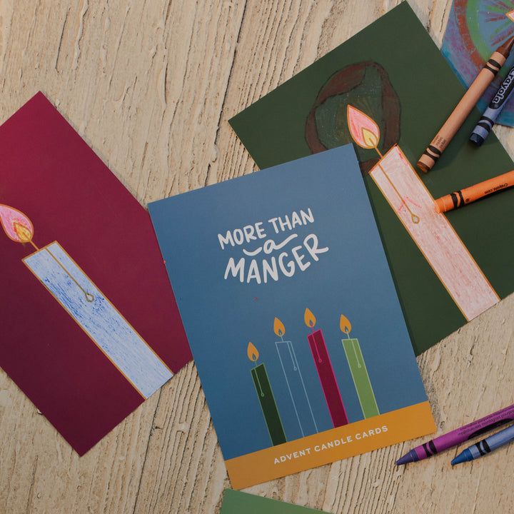 Christian family Advent coloring candle cards