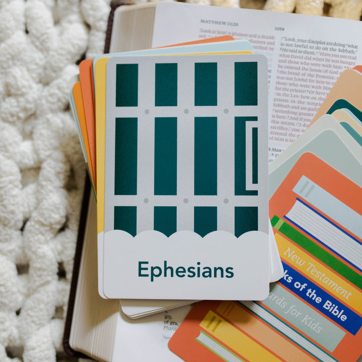 Example of Ephesians New Testament Books of the Bible Verse cards for kids with illustrations