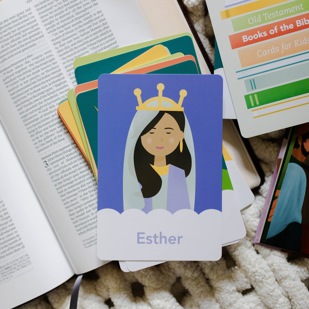 Esther Old Testament Book of the Bible card with illustration on Bible