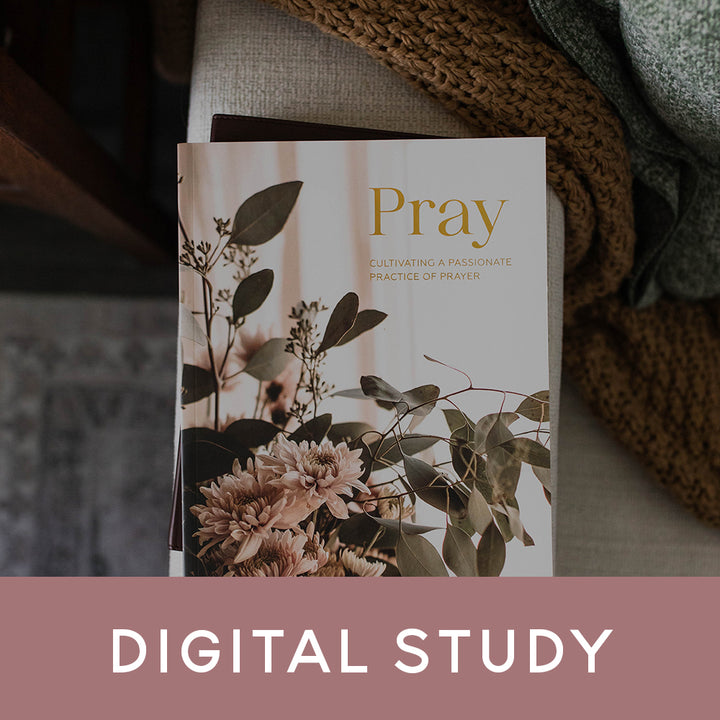 Bible study on a couch with the Words Digital Study overlaying the image