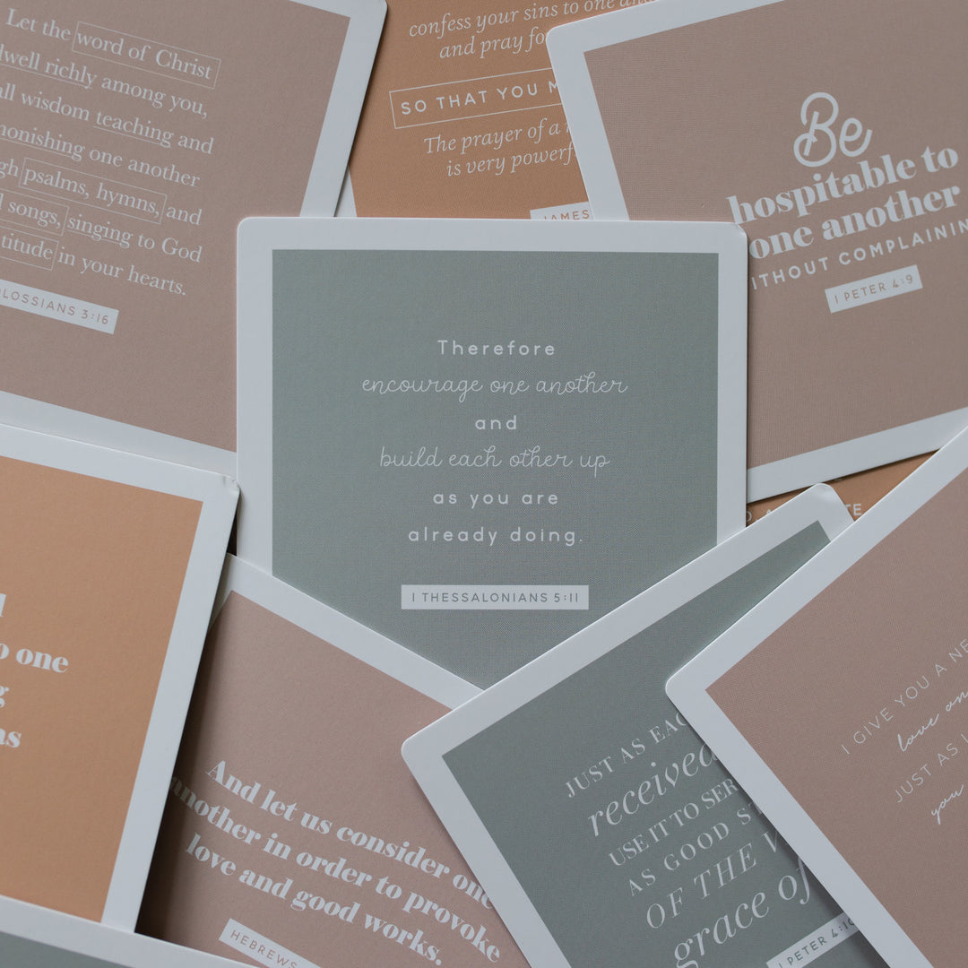 Multiple Prayers for One Another verse cards with rounded corners