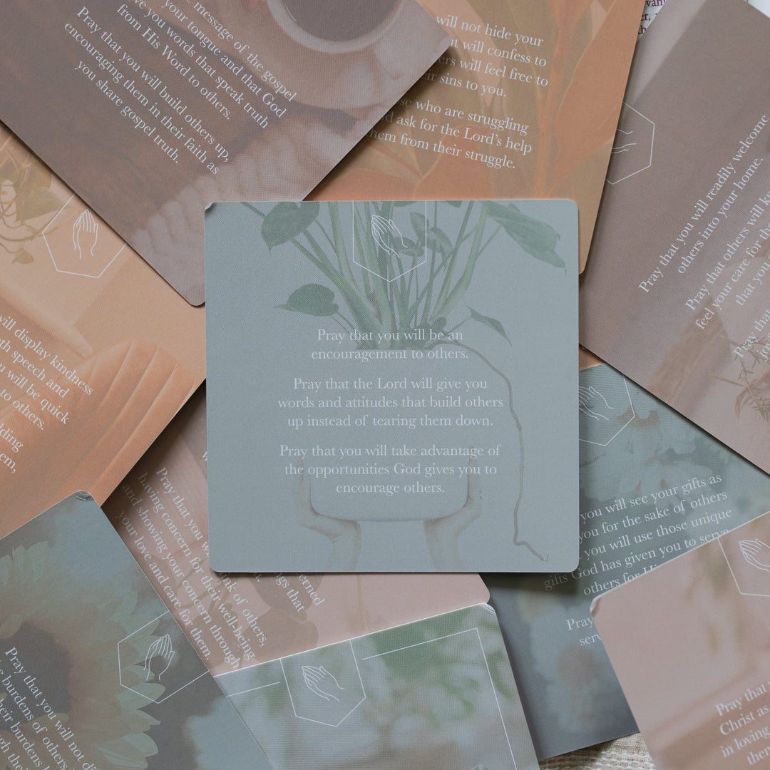 Backs of Multiple Prayers for One Another verse cards with rounded corners