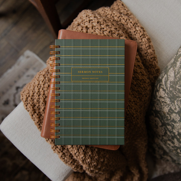 Sermon Notes Journal - Green Plaid