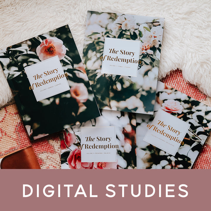 Four Bible studies laid out with the words Digital Studies overlaying the image. 