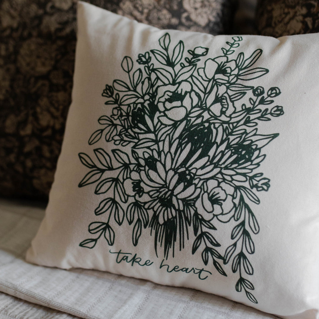 Take heart floral pillow cover for home decor