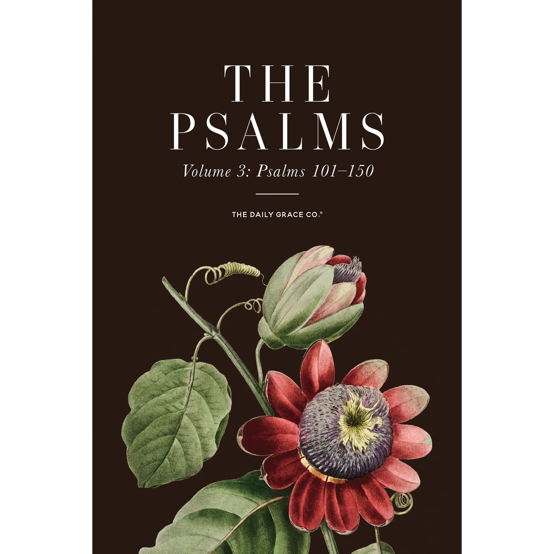 Book cover of 'The Psalms' Volume 3 with floral illustration on a dark background