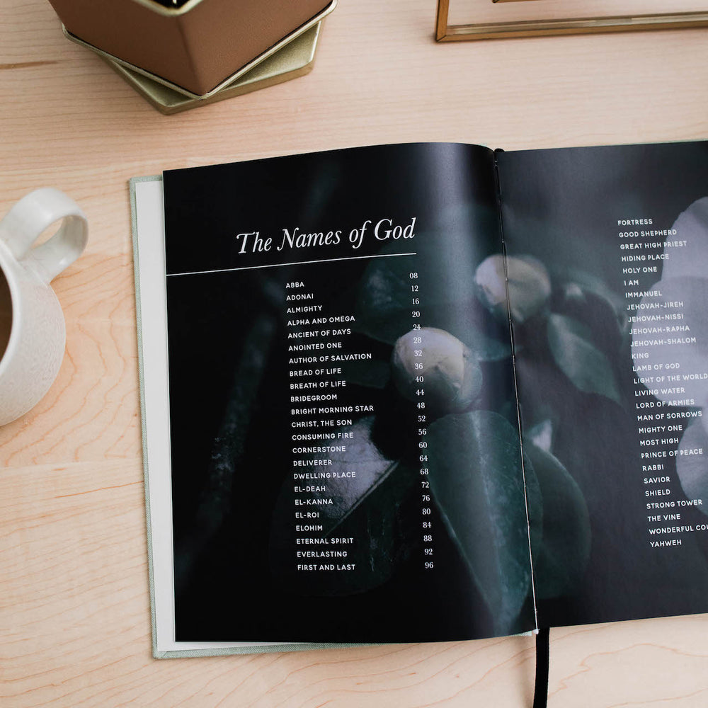 Coffee table book listing the names of God