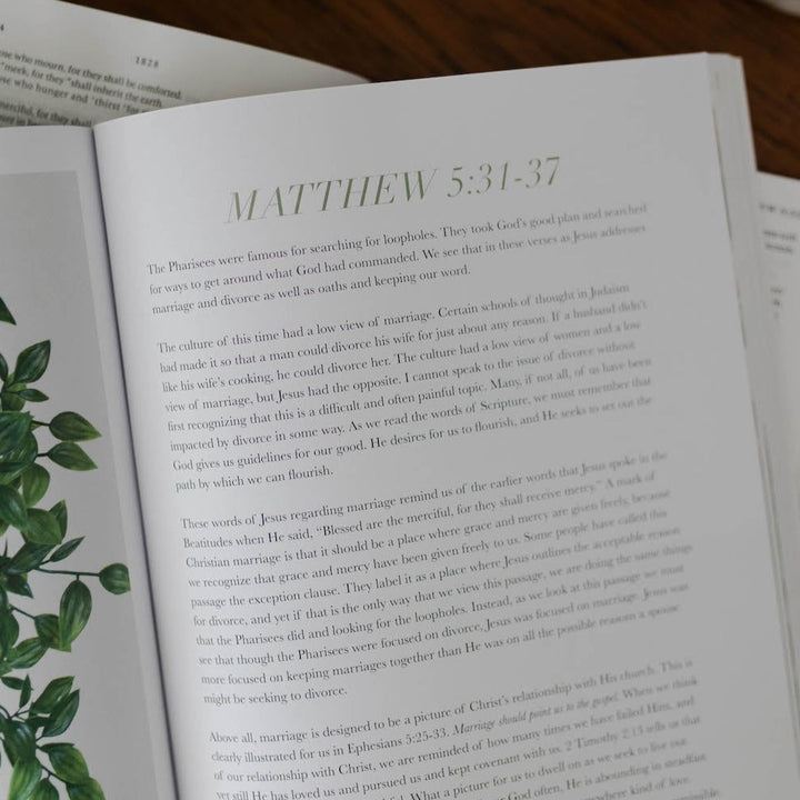 Bible study open to page with written text