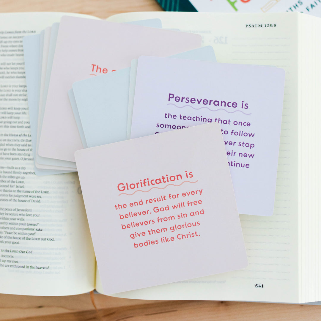 stack of cards that show words with definitions