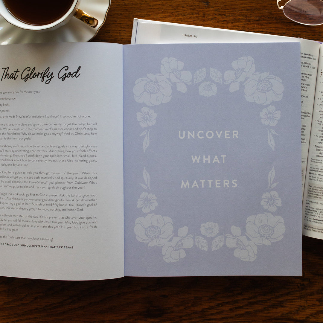 Example of page call out that says uncover what matters in This Is His Year faith workbook for women