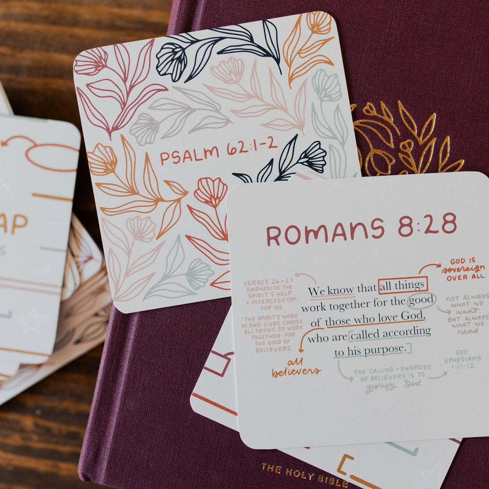 Verse map scripture cards two cards sitting on a Bible