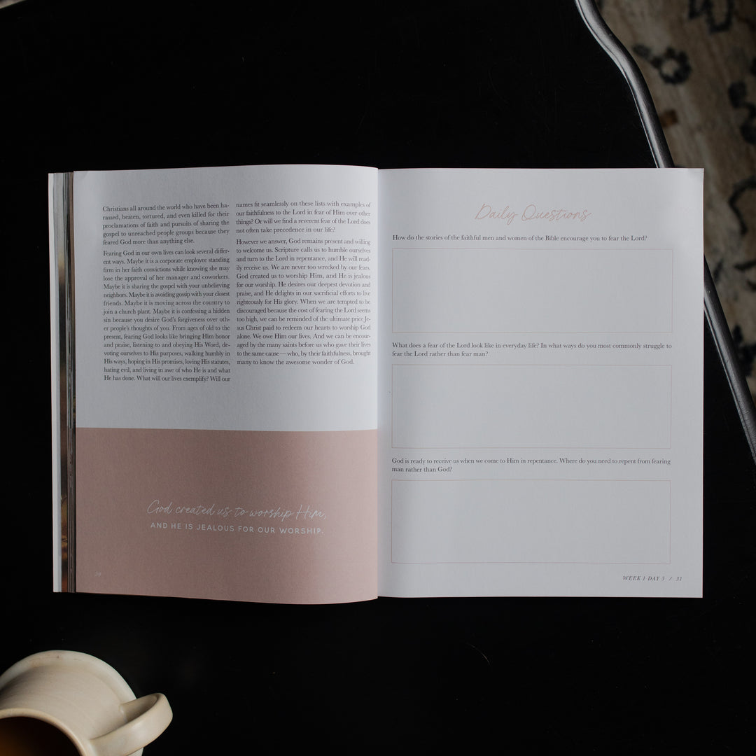 When Fear Meets Faith Opened with text on a dark surface