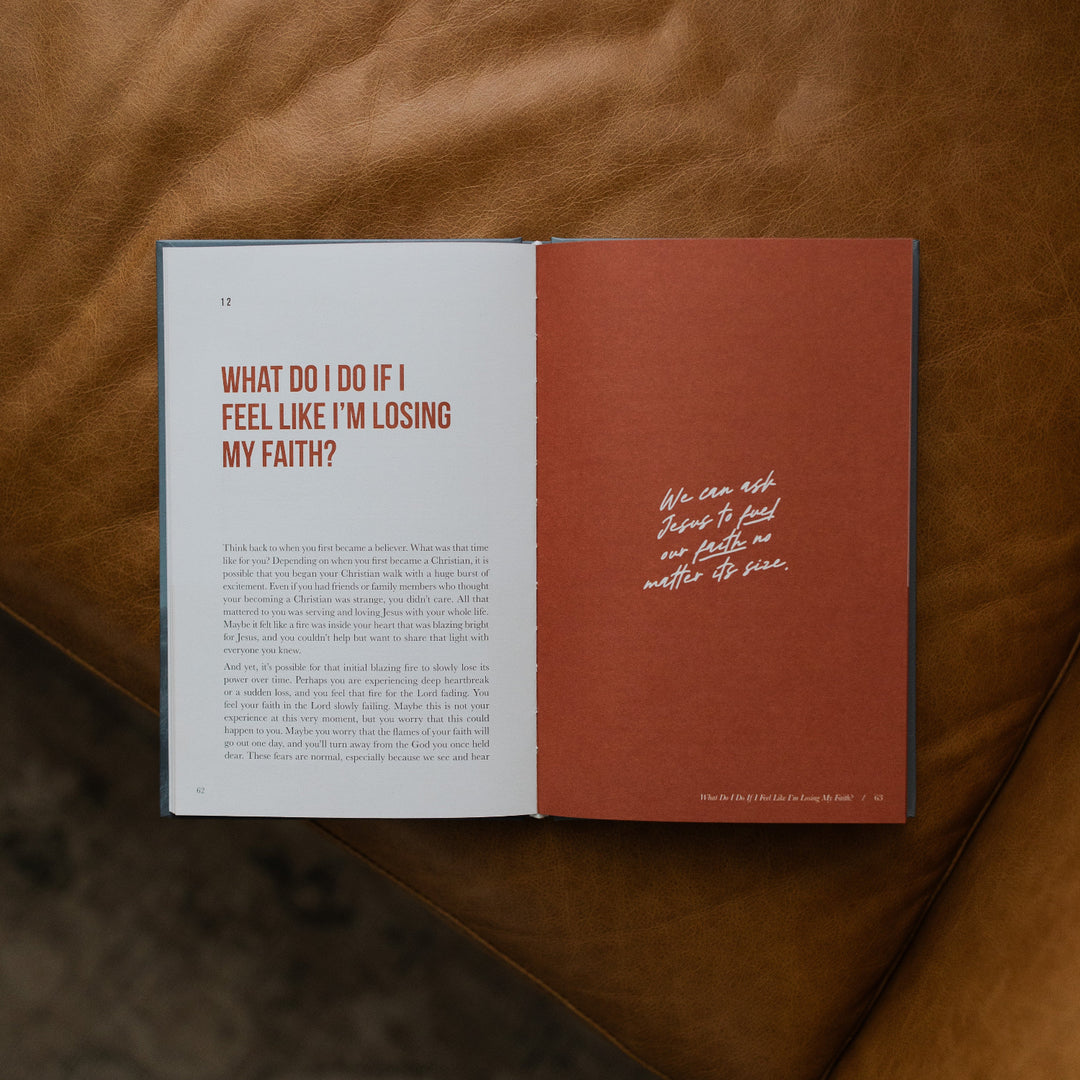 Where Do I Go From Here Study opened to a devotional on page 63 on a leather couch over a rug