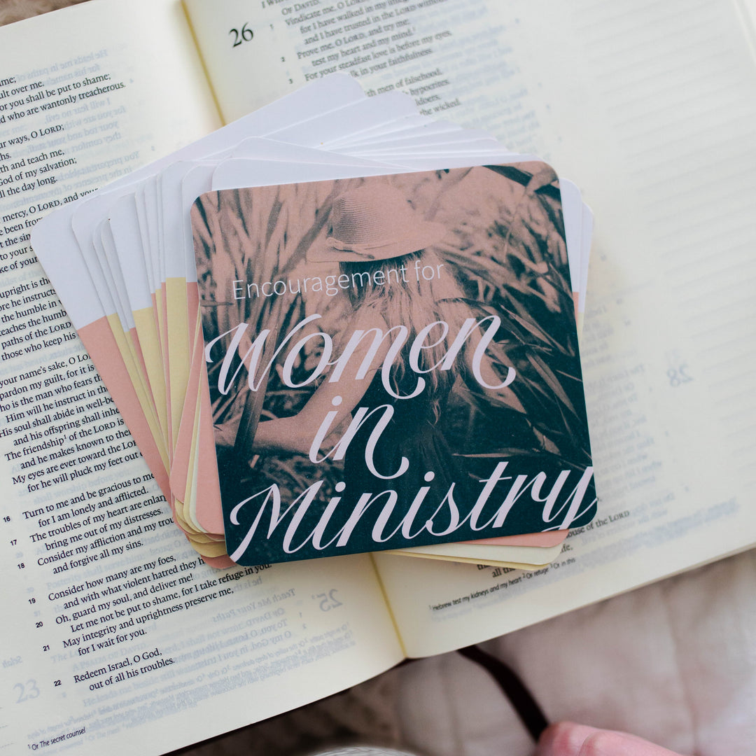 Verse cards for women in ministry - sitting on Bible