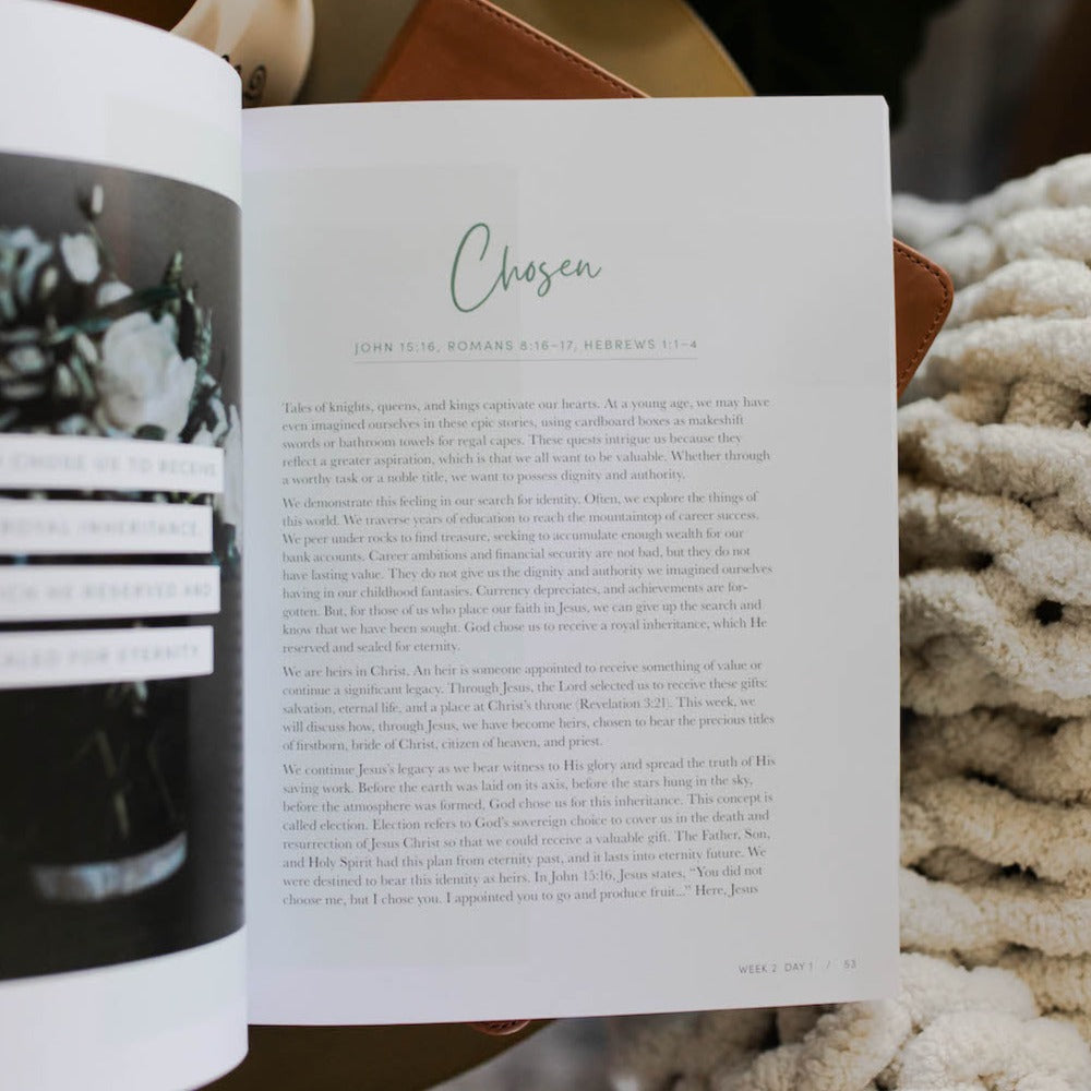 Women's Bible Study on finding your identity in Christ - open to a page titled 