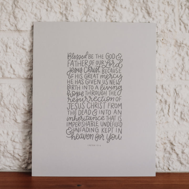 A Living Hope Print Christian Home Decor Bible Verse