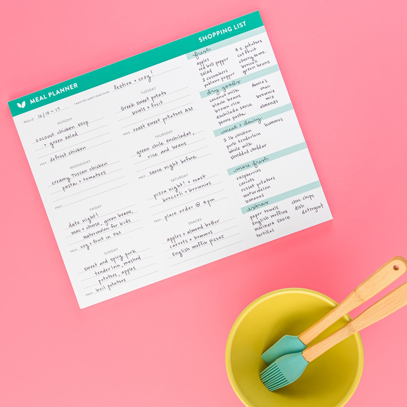 Cultivate What Matters - Meal Planner - Shopping List - Little by Little 