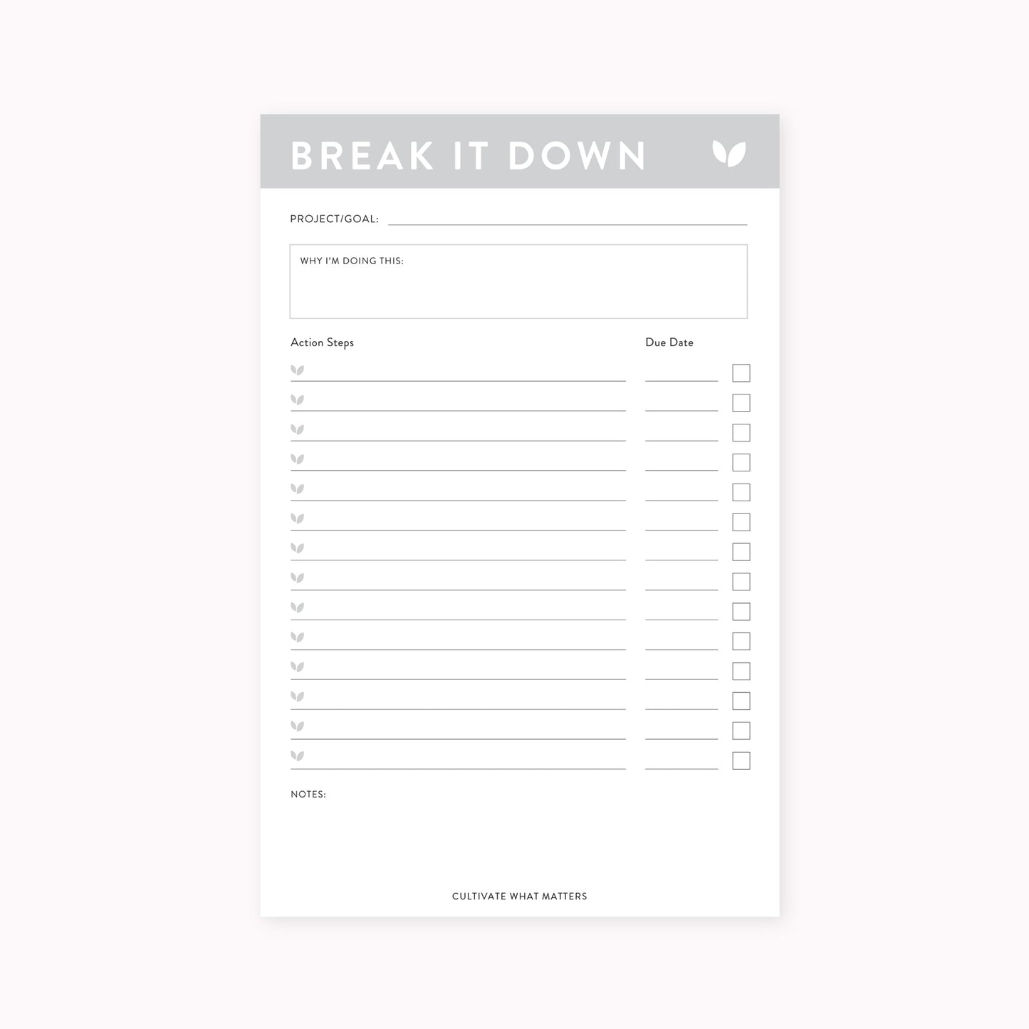 Break It Down Notepad