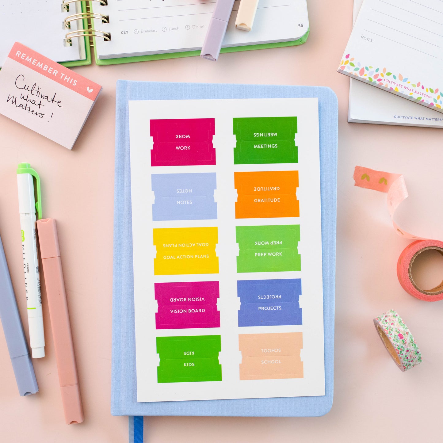 Colorful Planner Tabs Pack