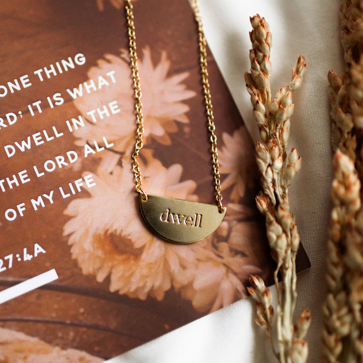 christian jewelry necklace with dwell engraving