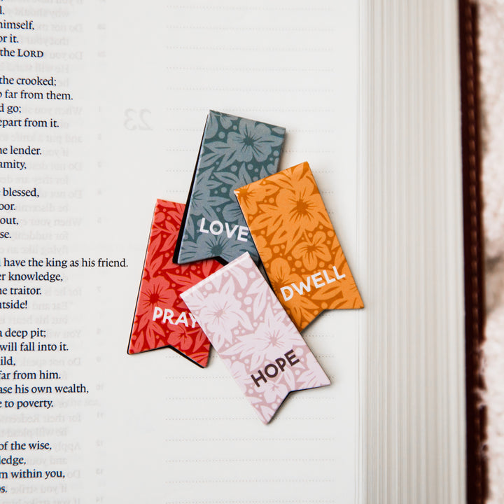 bible bookmarks with encouraging words and flowers