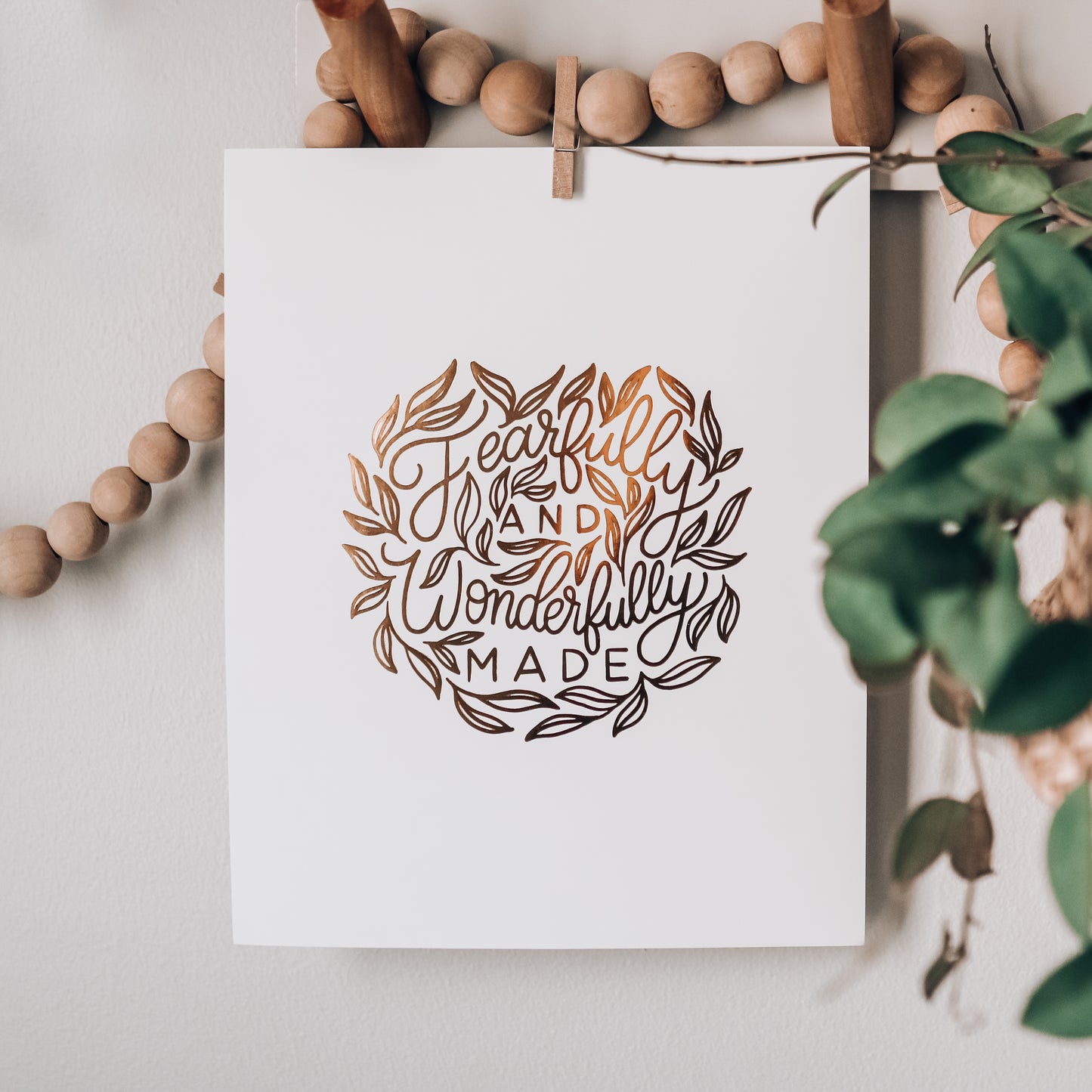 Fearfully and Wonderfully Made Print - Gold Foil