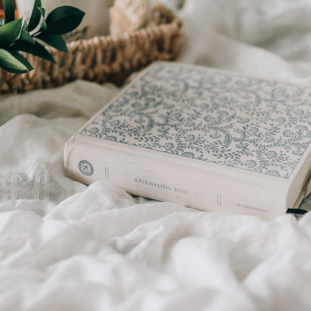 journaling bible on bed