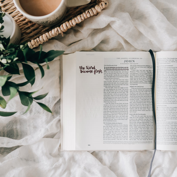 journaling bible with lettering in margin