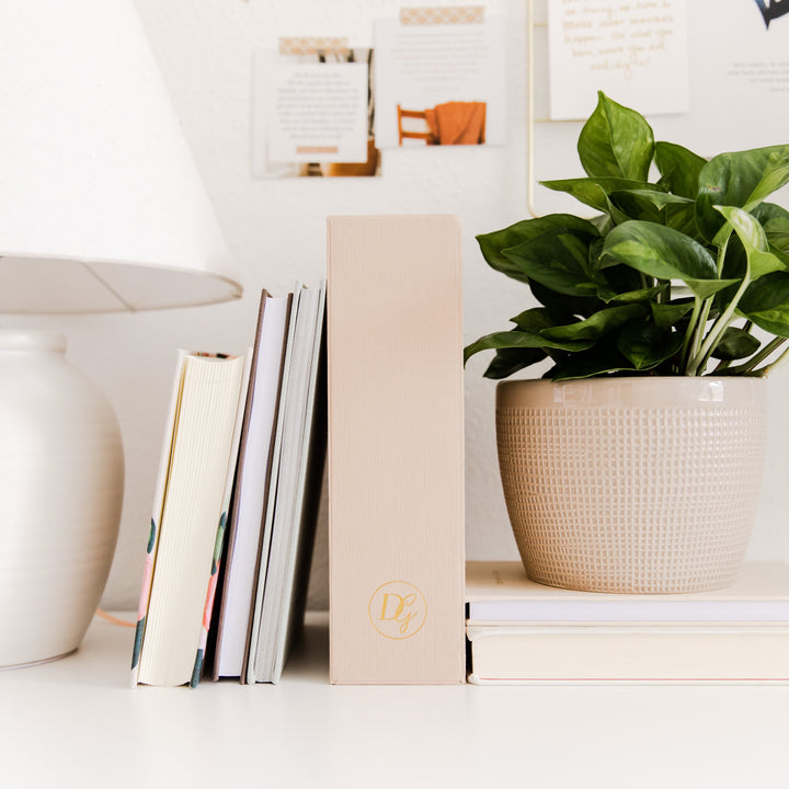 handbook giftbox with other books and plant