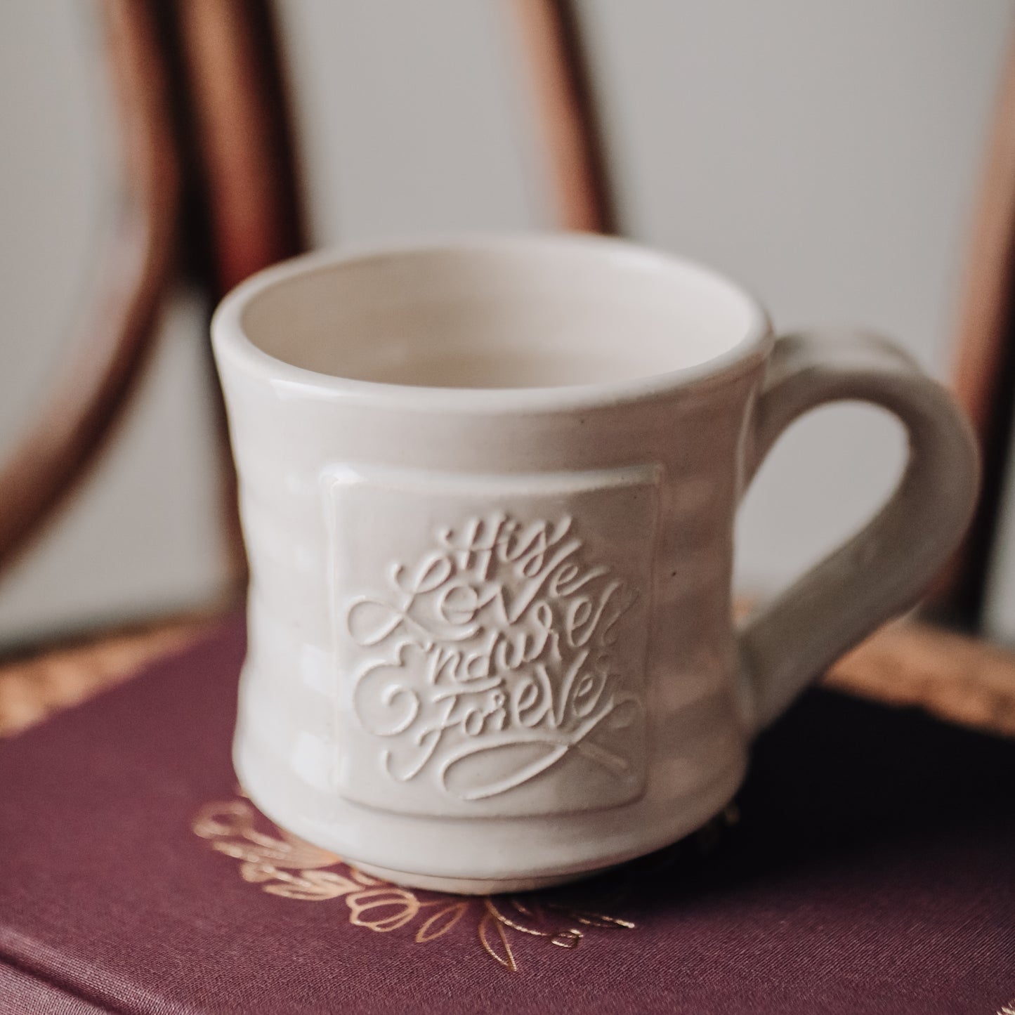 His Love Endures Forever Custom Pottery Mug