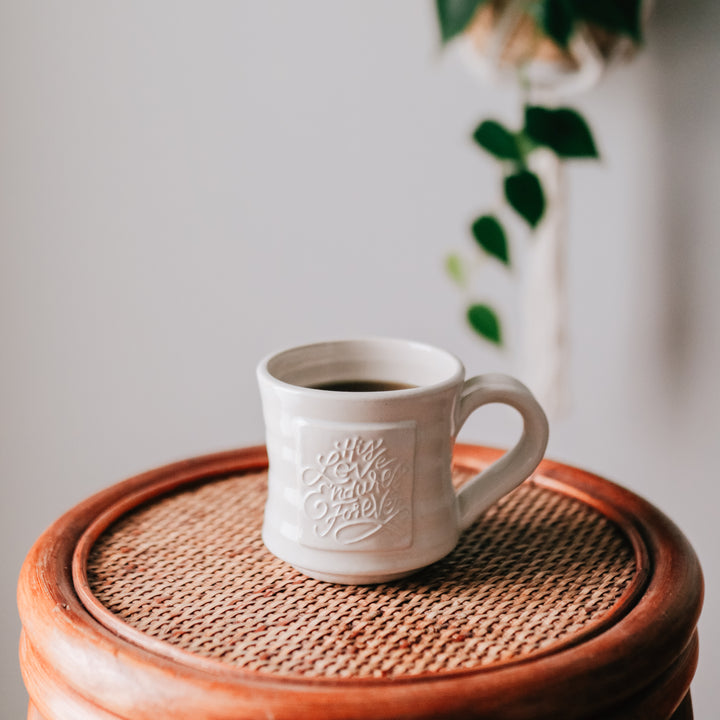 White Custom Pottery Mug For christian women 