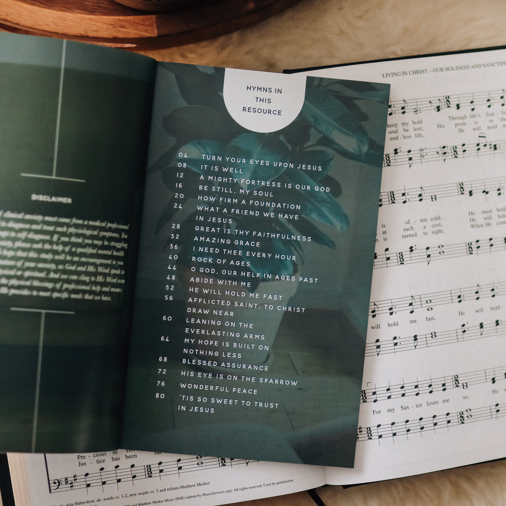 Table of Contents in Anxiety Hymns booklet 