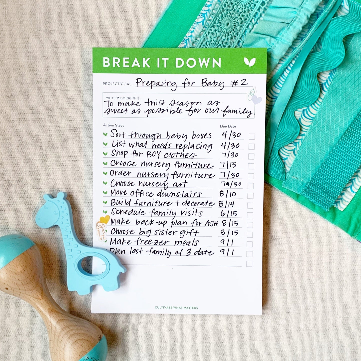 Break It Down Notepad - Cultivate What Matters - Goal Setting