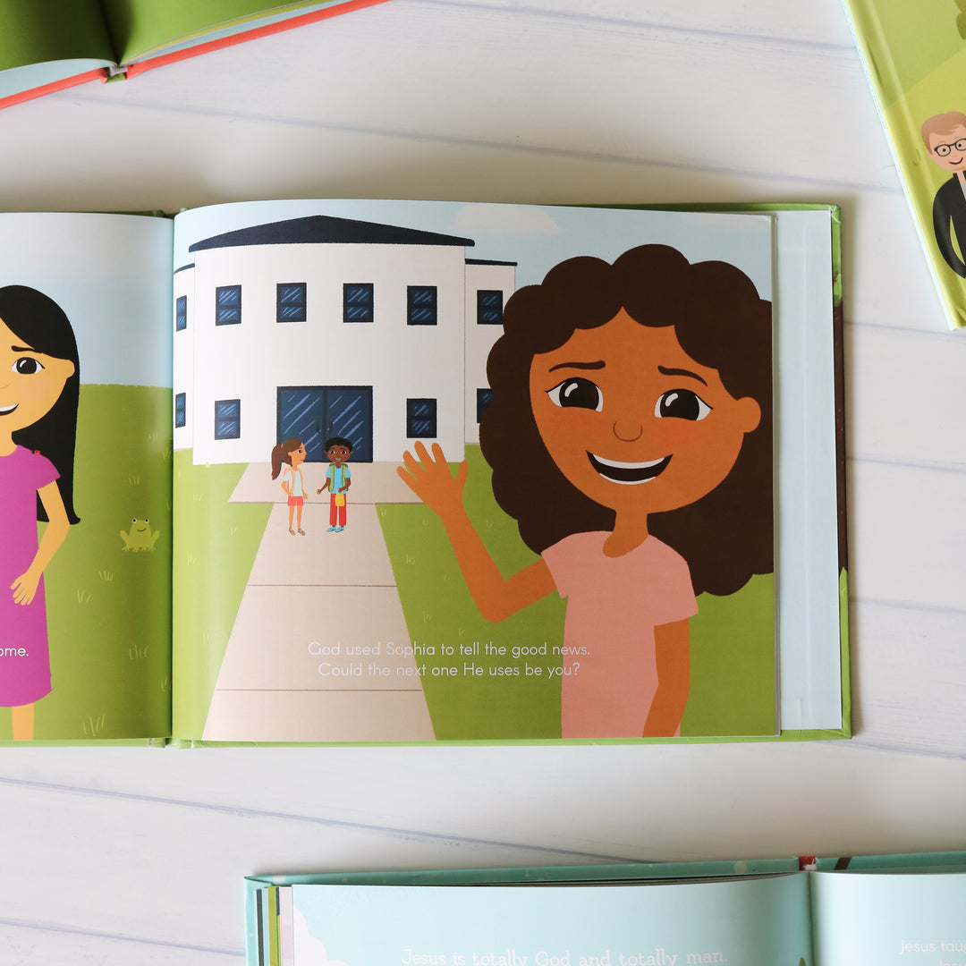 Sophia Shares her Hope - Christian children's book inside page about "Good News"