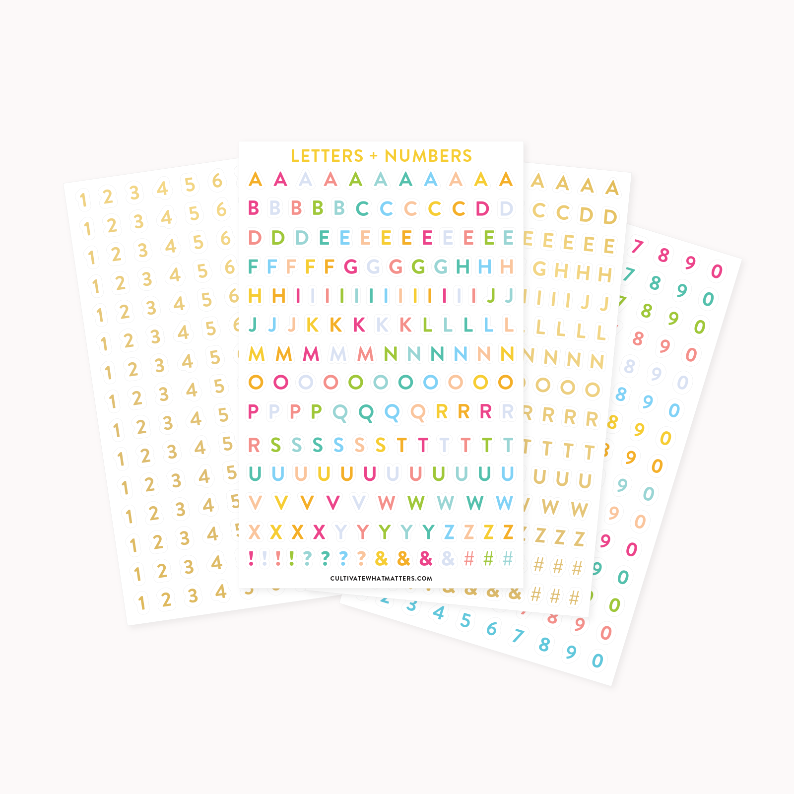 Letter and Numbers Sticker Pack - Cultivate What Matters - Personalization Stickers - Goal Setting - Planner Stickers