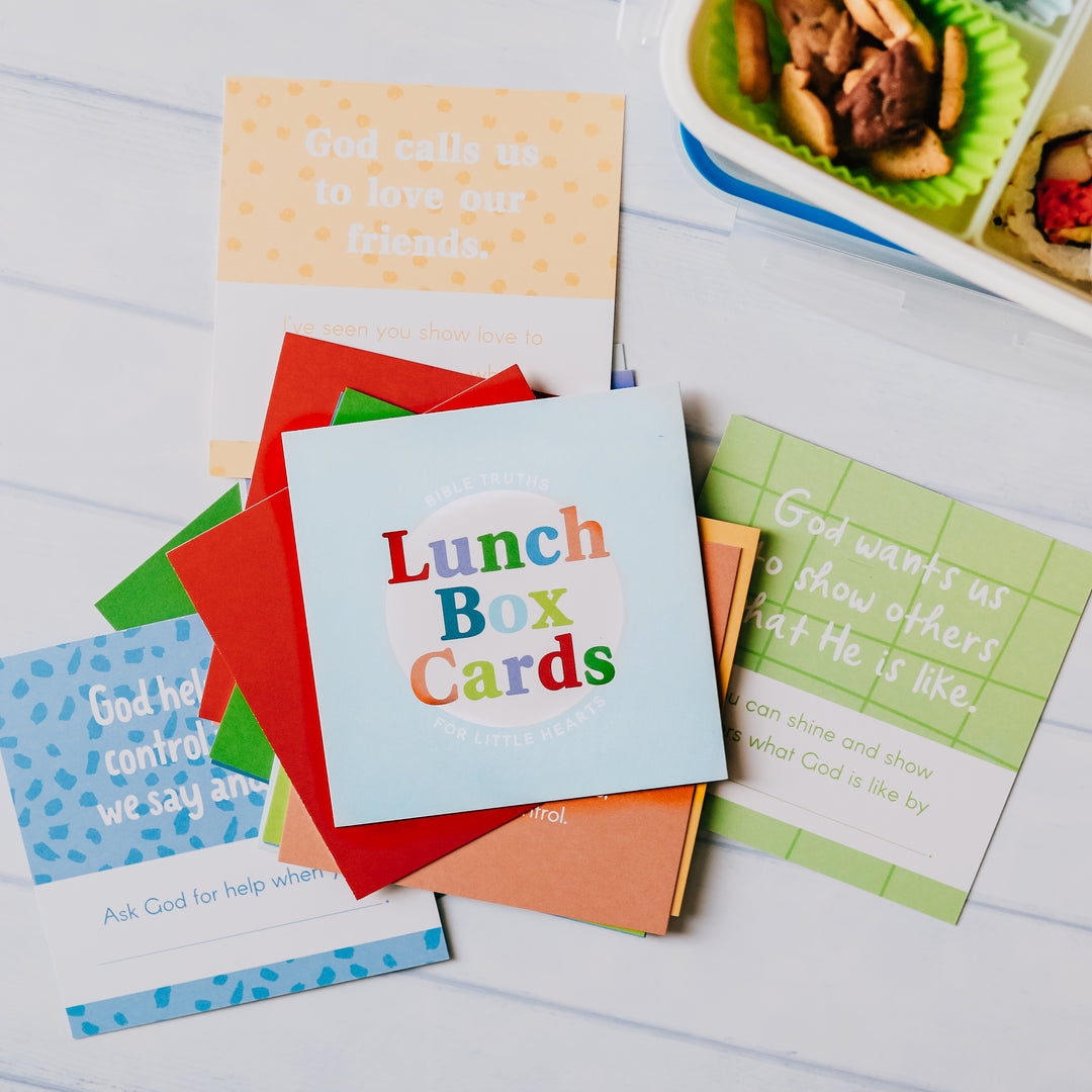 Lunch Box Cards laying on top of each other 