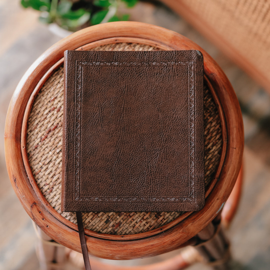 brown leather journaling bible