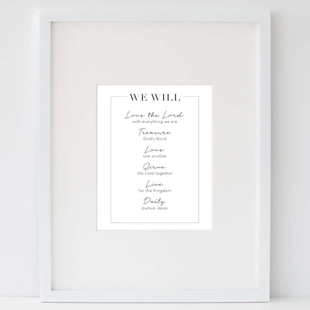 Mission Statement Print in a white frame 