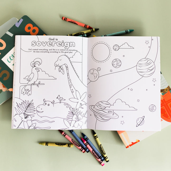 Children's coloring book on the attributes of God.