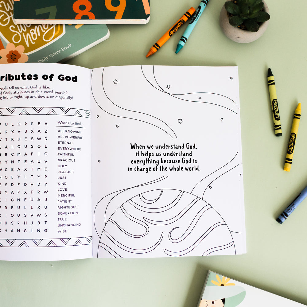 Children's coloring book on the attributes of God.