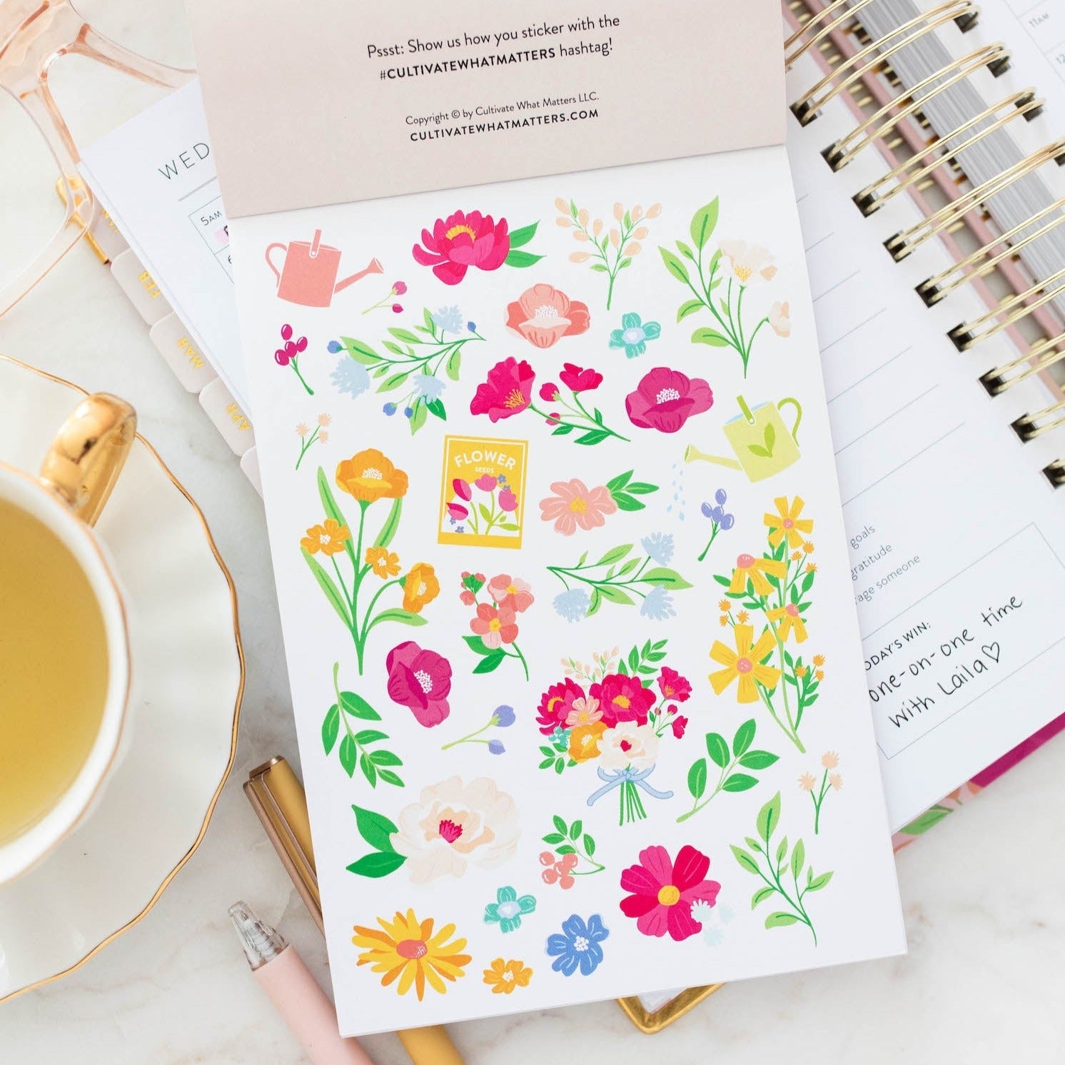 Books & Flowers Aesthetic Planner Stickers, Planning Time Journal Stic –  Swallow Wind Art