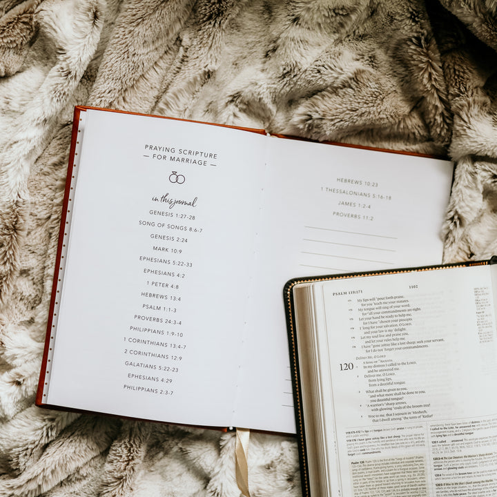 A leatherette journal with prayers for your marriage