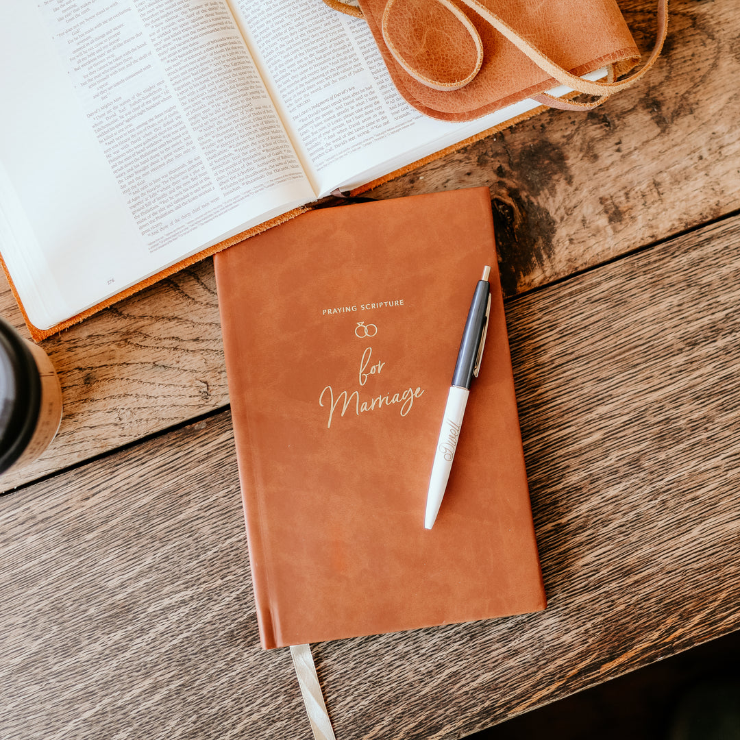 A leatherette journal with prayers for your marriage