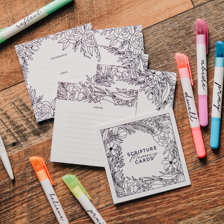 Scripture Memory Cards - Coloring Floral