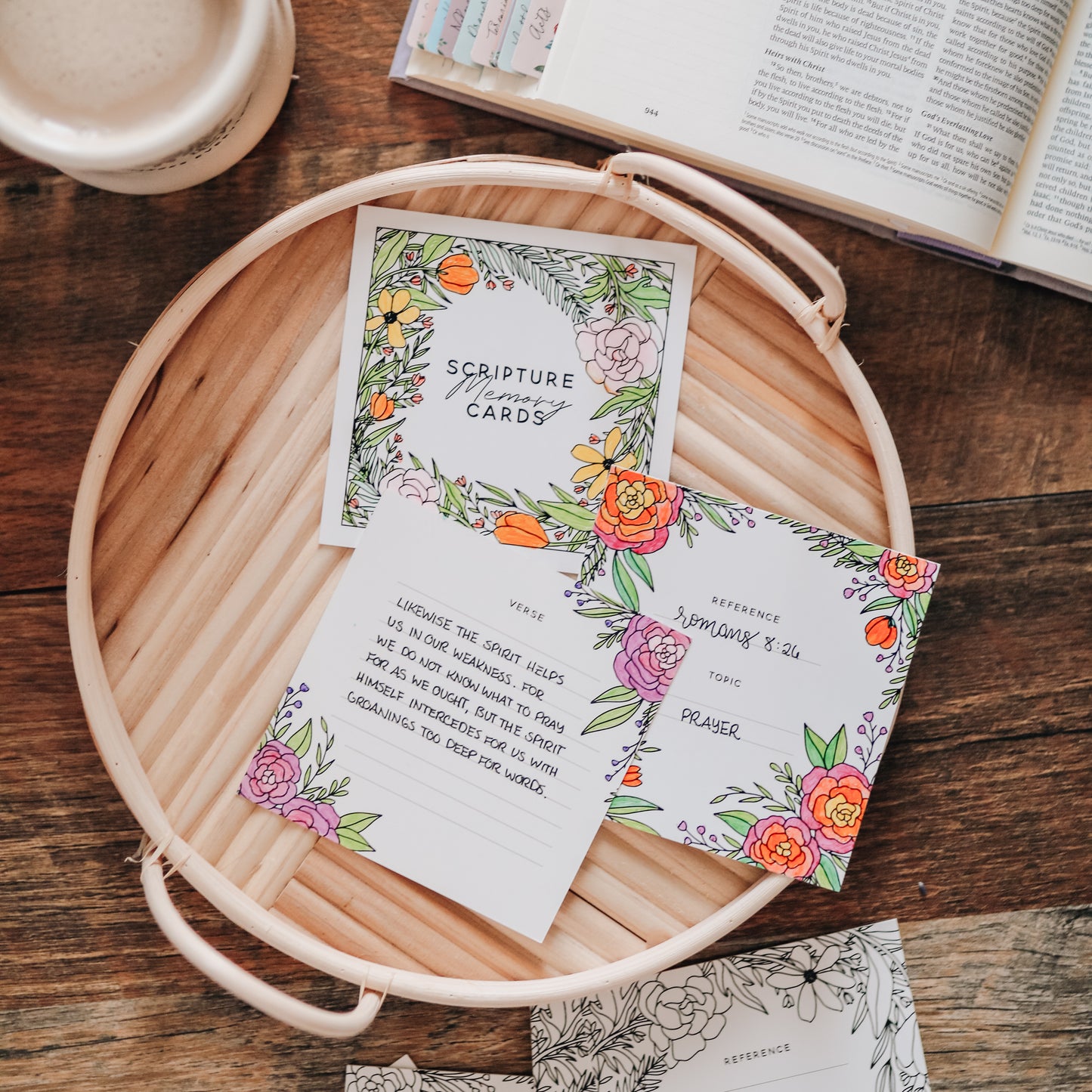 Scripture Memory Cards - Coloring Floral
