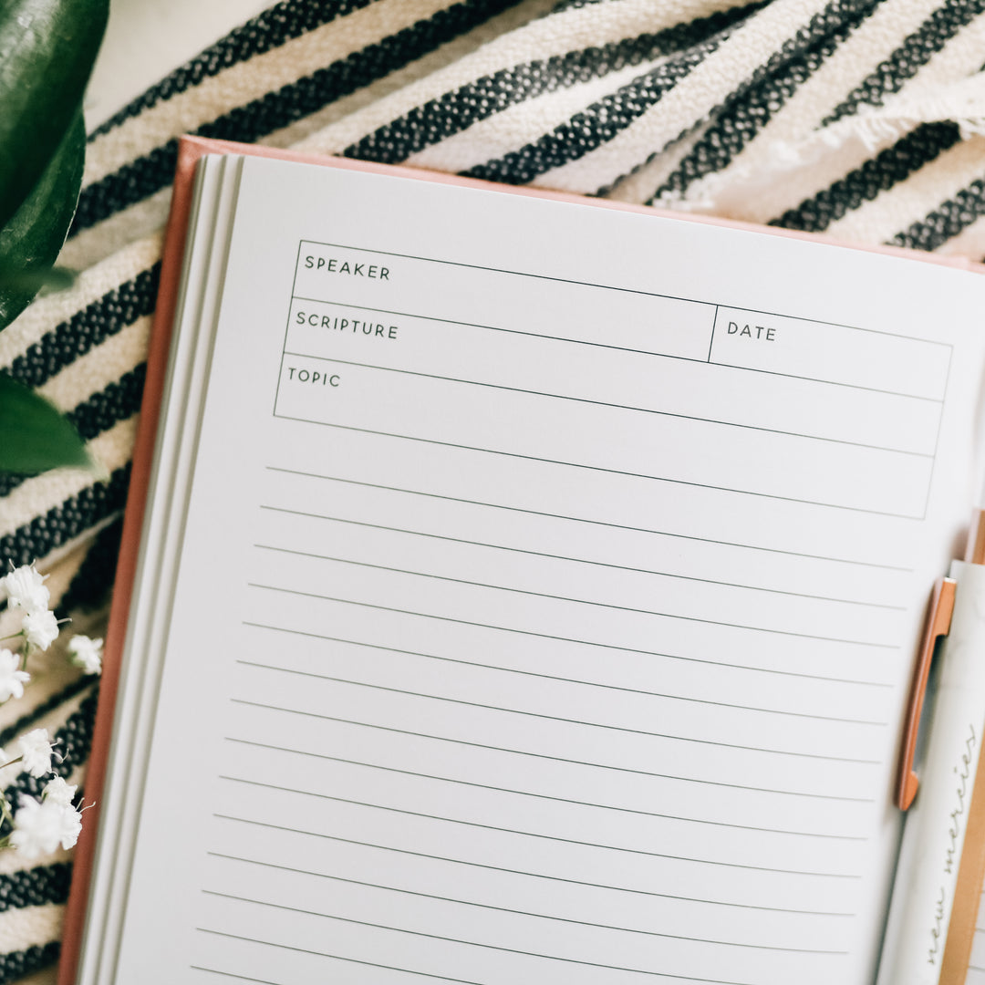 Sermon Notes Journal - Pink Linen – The Daily Grace Co.