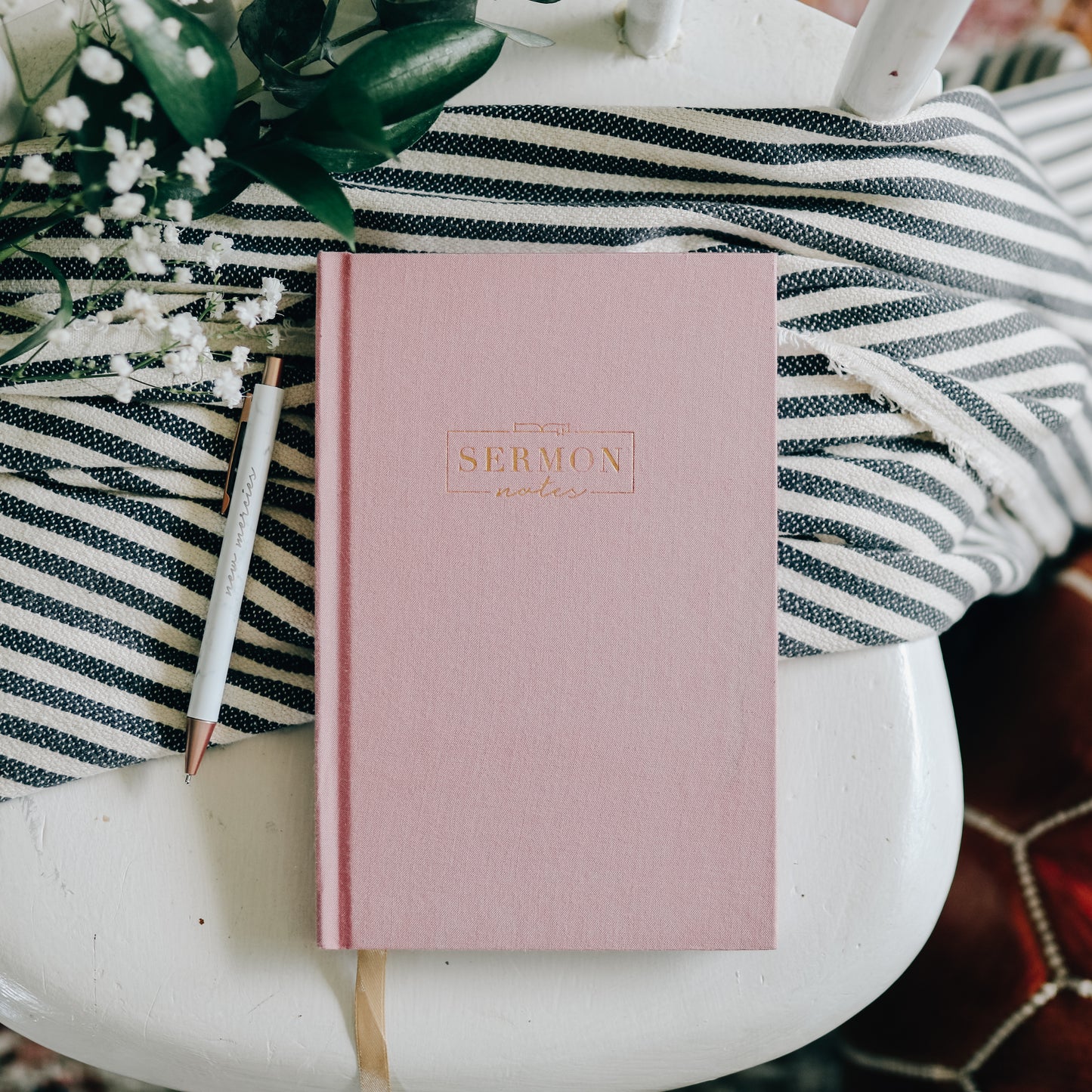 Sermon Notes Journal - Pink Linen