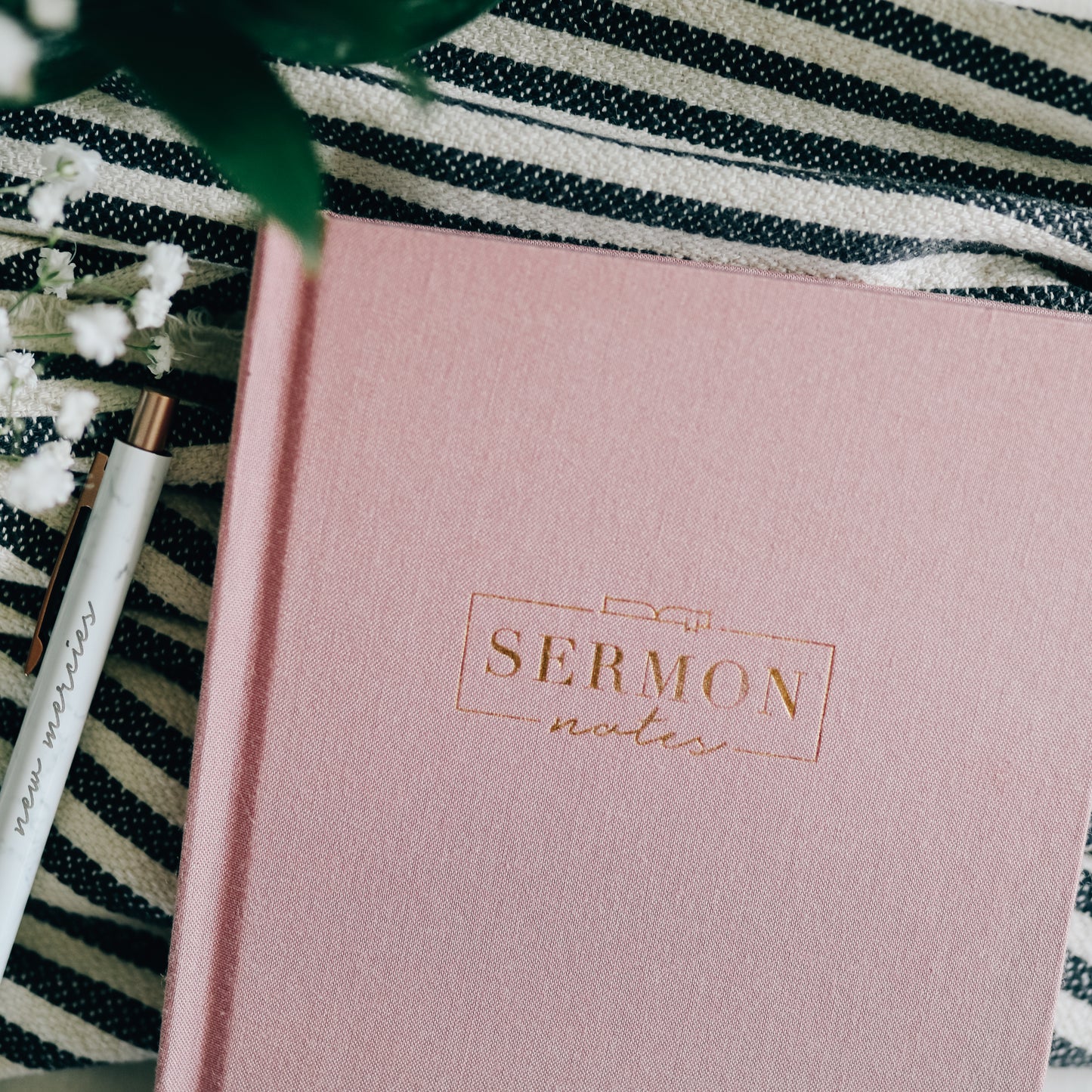Sermon Notes Journal - Pink Linen