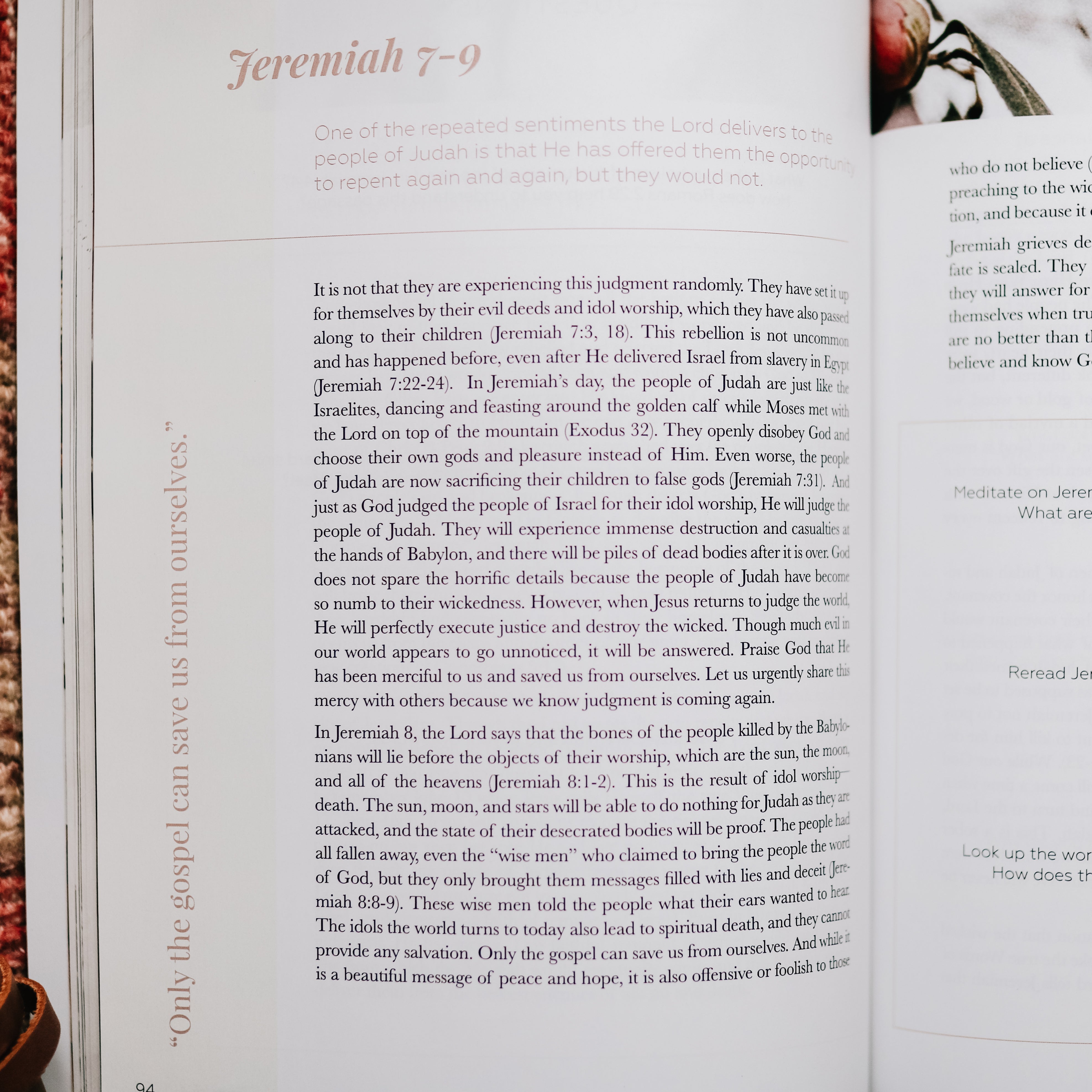 woman's bible study opened to text page