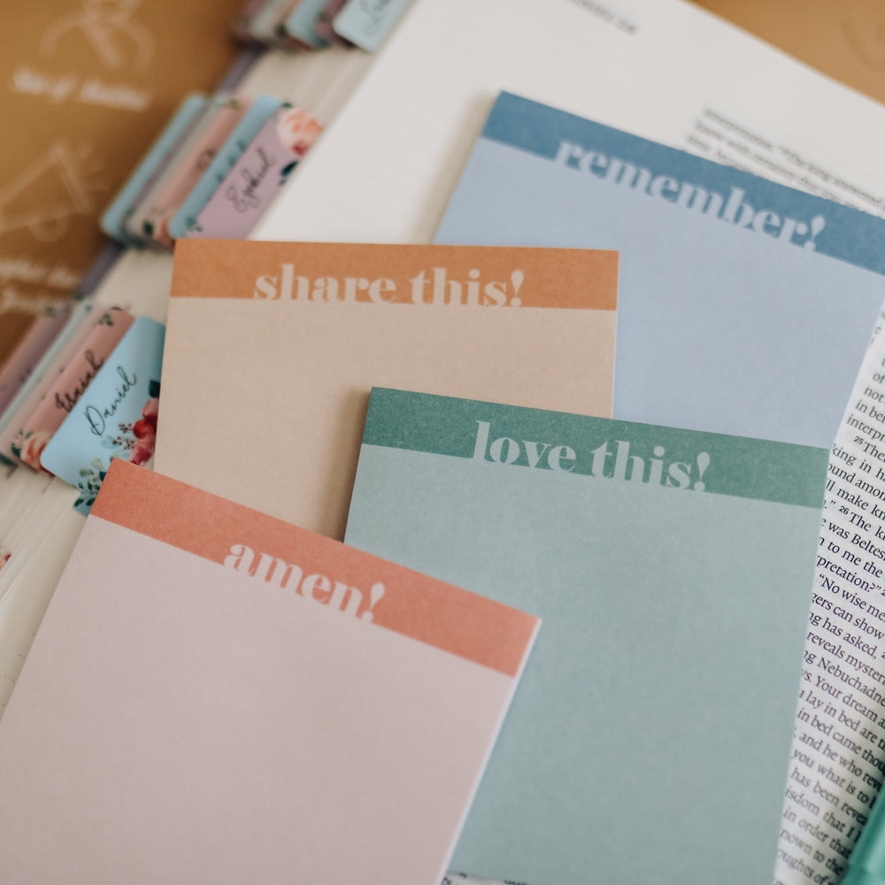 sticky notes for bible study in bible